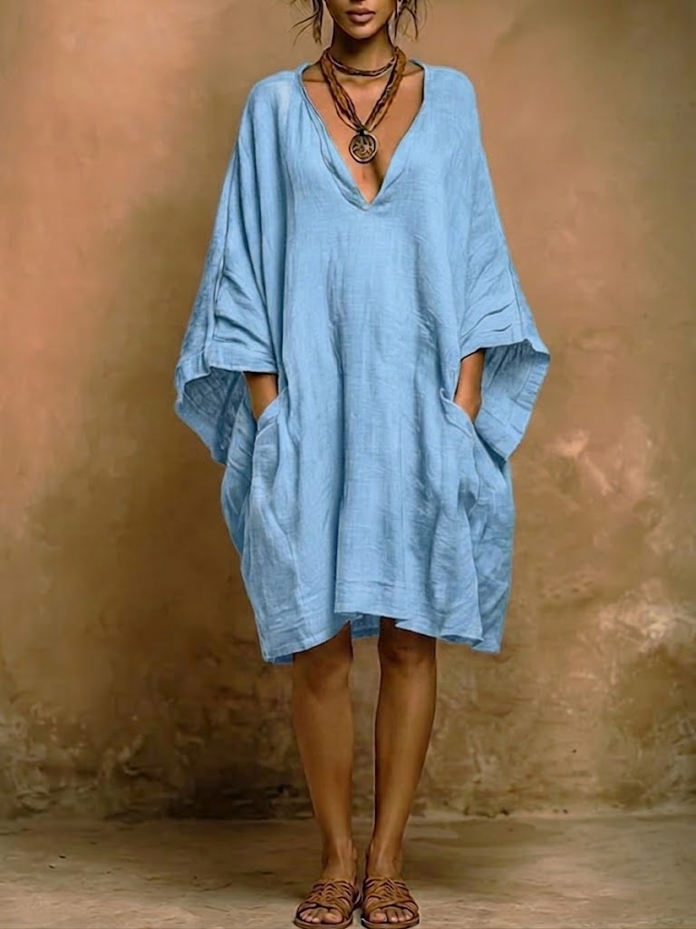 Fiorella | Vestido suave de lino y algodón de estilo natural